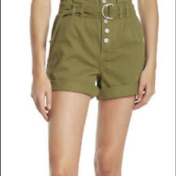 NWT Free People button fly shorts with paper bag waist, size 12 - Picture 5 of 5